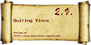 Quiring Vince névjegykártya